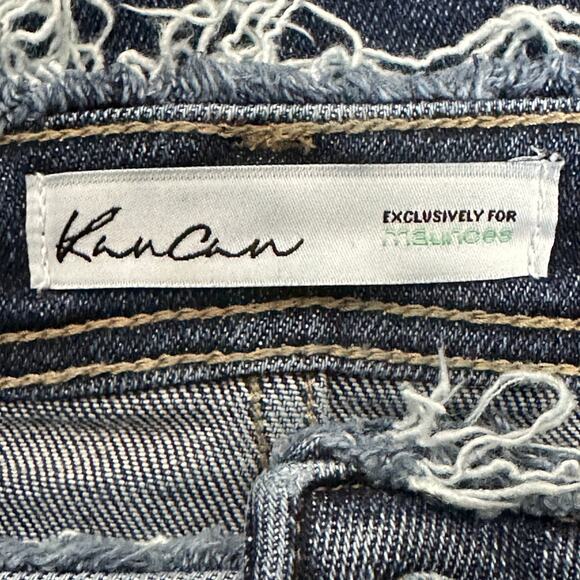 KanCan Distressed Boyfriend Jeans Womens 27 Dark Wash High Rise Stretch Frayed - Picture 6 of 7